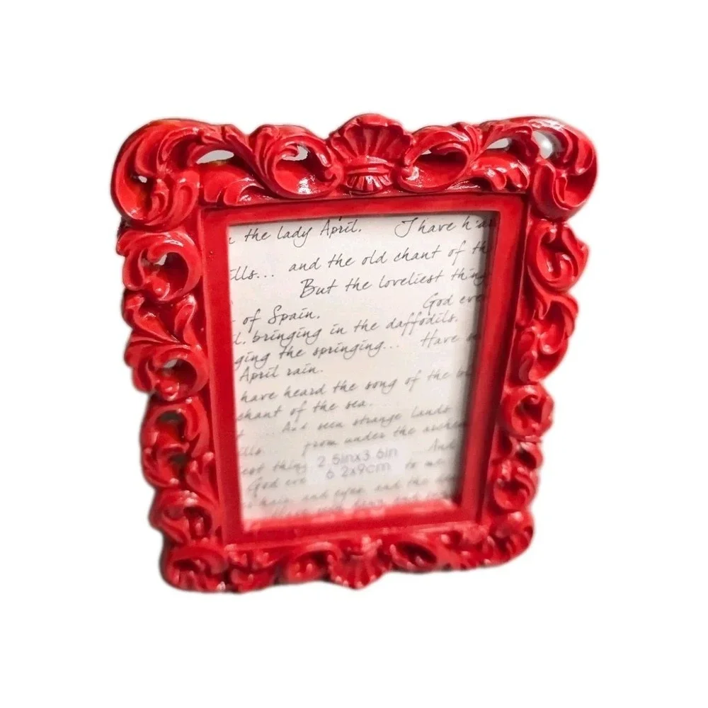 Michaels Ornate Baroque Red Rectangular Picture Frame - Small Tabletop 2.5x3.5